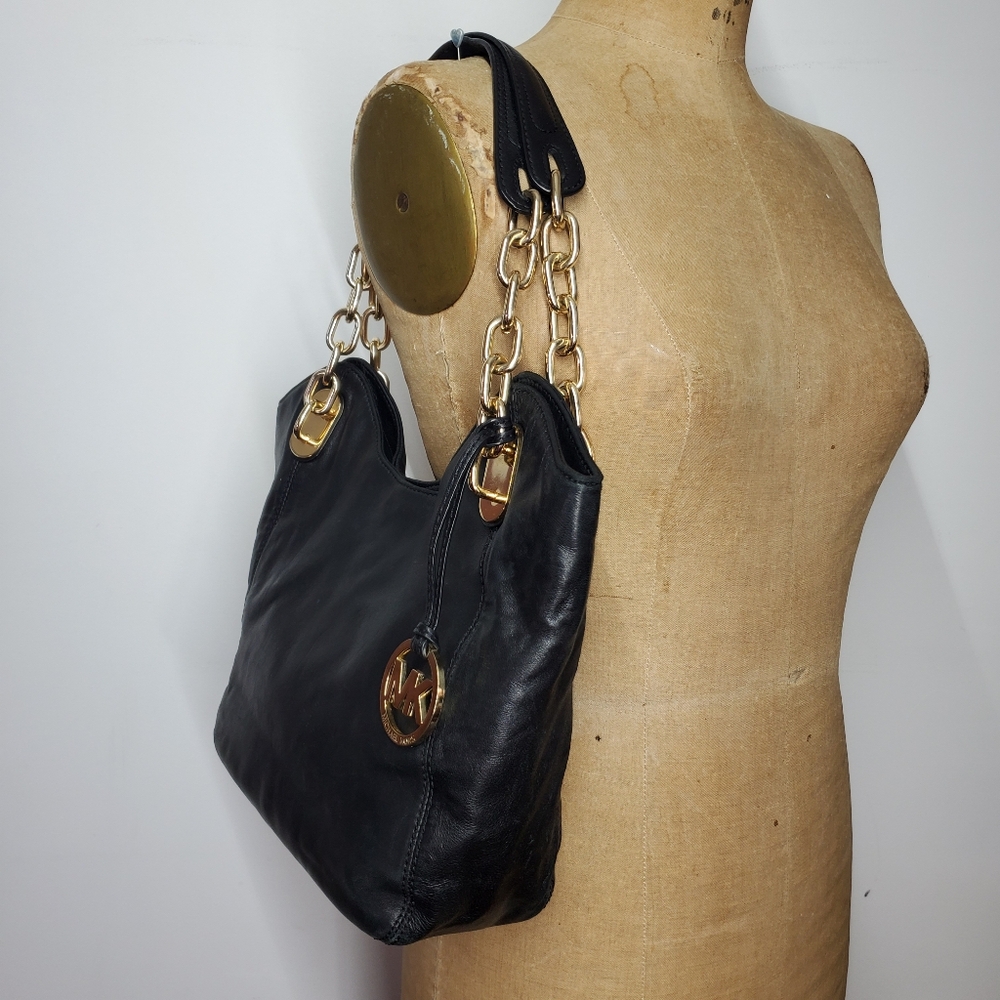 🛑SOLD🛑 Michael Kors 12x9x4" Shoulder Bag Black Soft Leather Double Handle - Picture 2 of 8